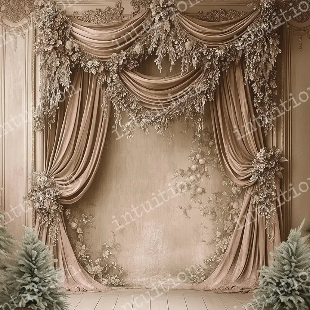 Antique Christmas Backdrop - Backdrops for Santa sessions, holiday photoshoots and christmas photography.