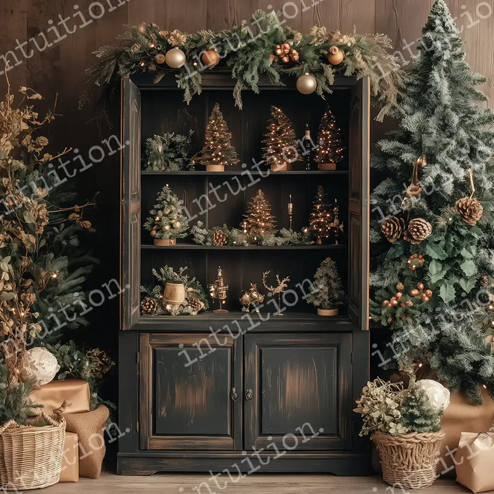 Christmas Cabinets Backdrop - Christmas photography backdrops & holiday photoshoots