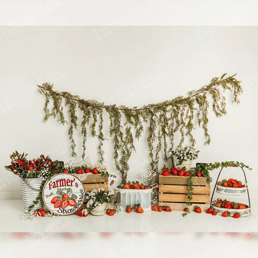 Strawberry Patch Poly / 60X44 Backdrop