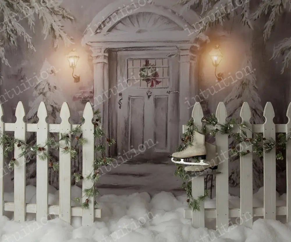 Christmas Cottage Backdrop