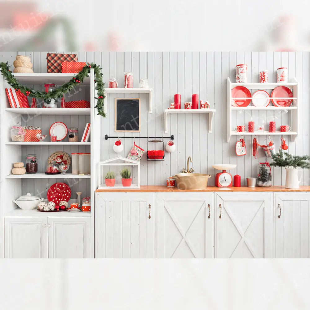 Christmas Kitchen Horizontal / Poly 60X44 Backdrop