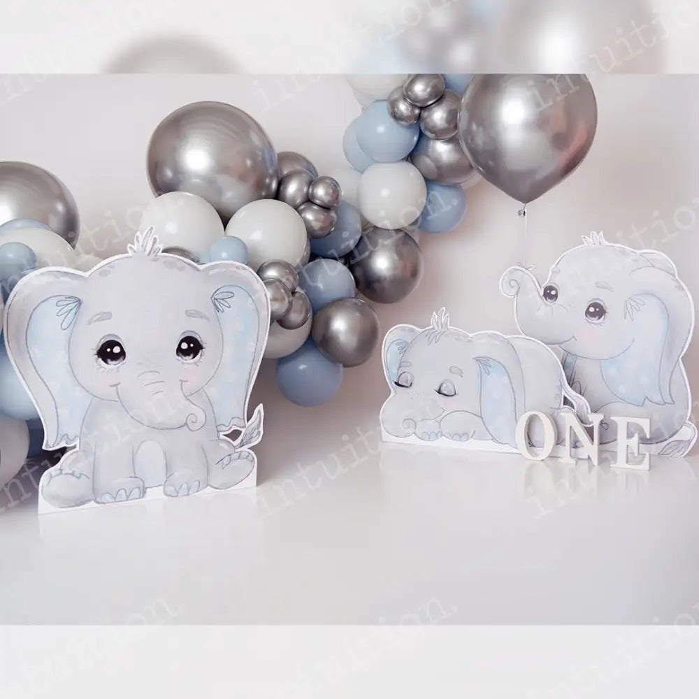 Elephant Party With One Poly / 60X44 Backdrop
