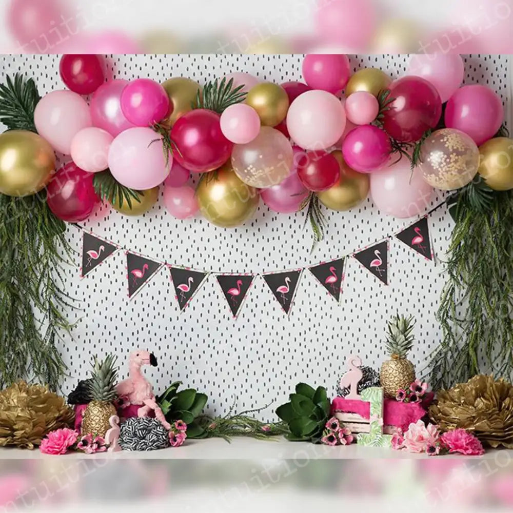 Flamingo Party Poly / 60X44 Backdrop