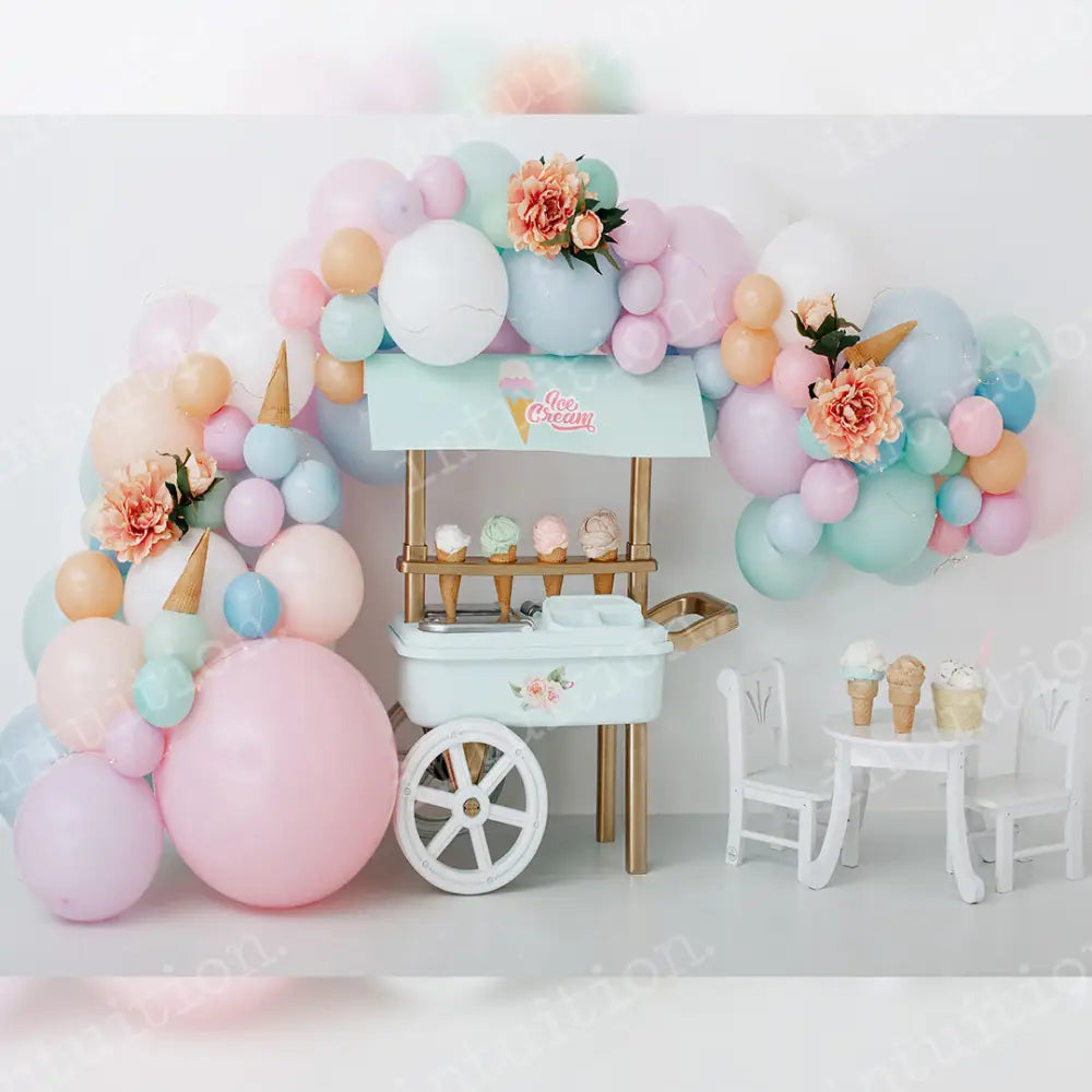 Ice Cream Party Horizontal / Poly 60X44 Backdrop