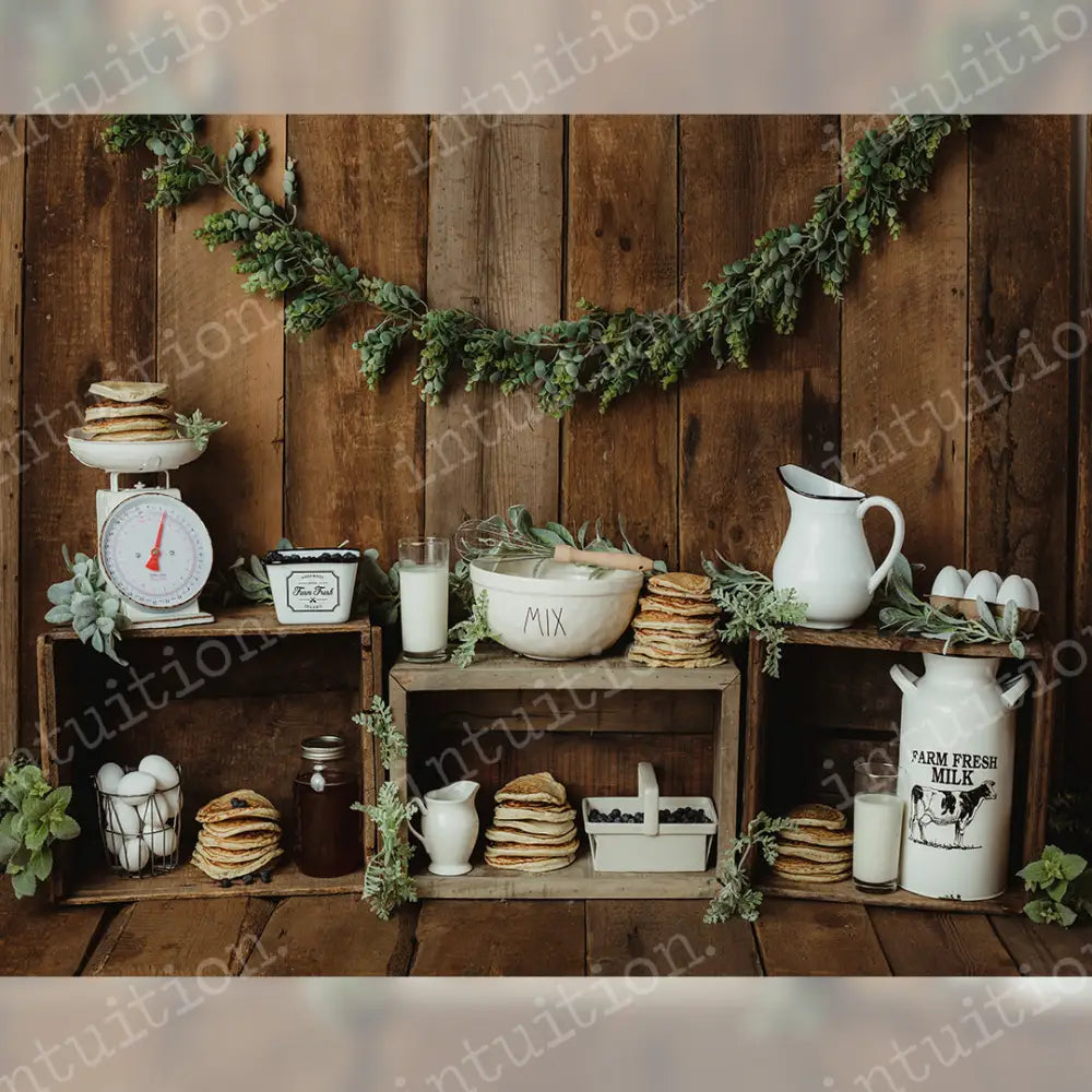 Pancake Morning Wooden Horizontal / Poly 60X44 Backdrop