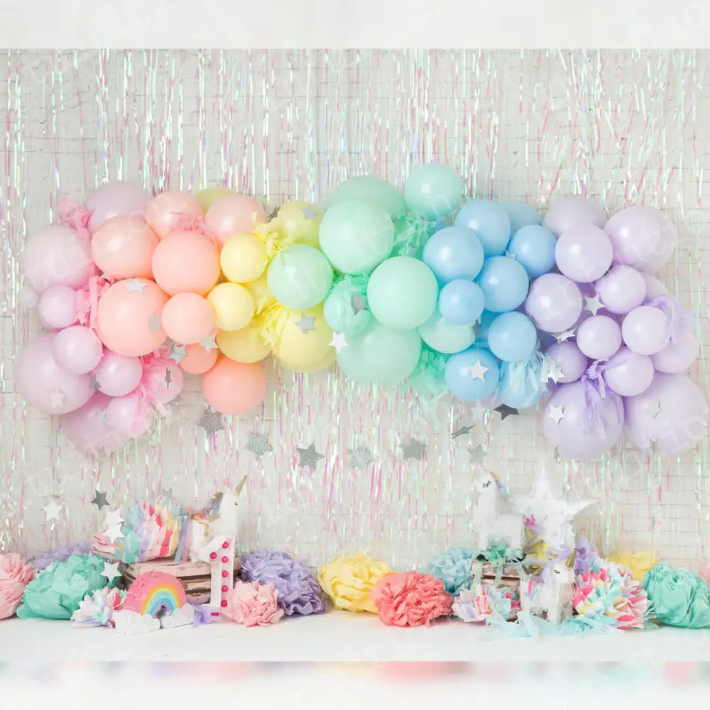 Rainbow Unicorn Horizontal / Poly 60X44 Backdrop