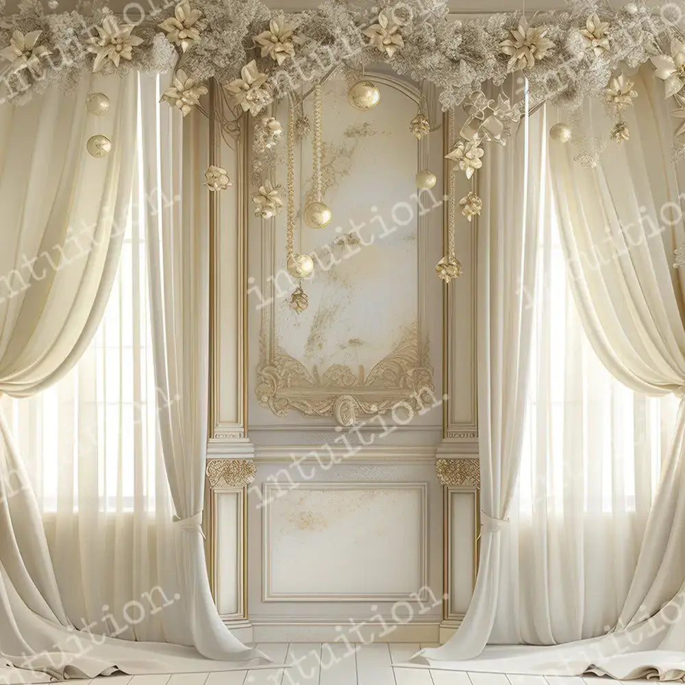 Christmas photography backdrops - White Christmas Horizontal / Poly / 5x4 Backdrop